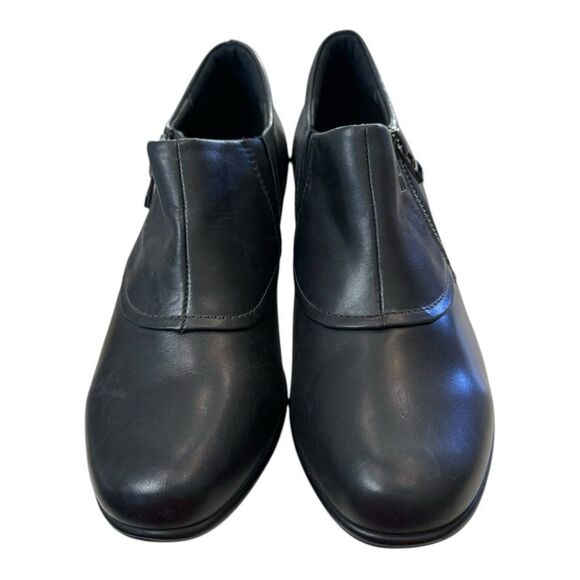 New Romika Women's Black Leather Zipper Heeled Ankle Boots Booties 37  6  6.5 - Picture 4 of 6